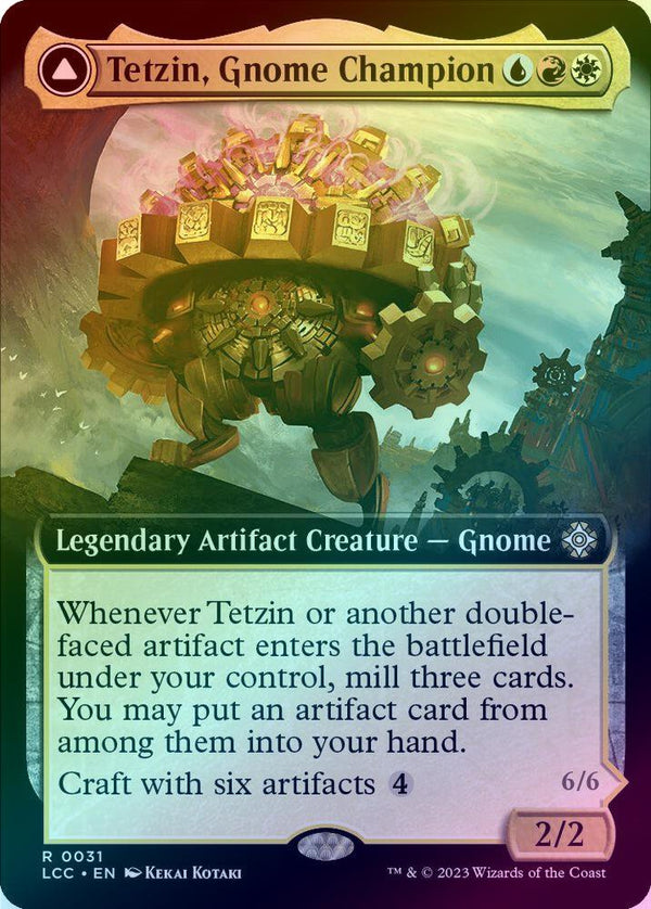 Tetzin, Gnome Champion // The Golden-Gear Colossus - Extended Art (Foil) (LCC)