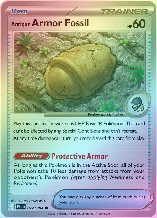 Antique Armor Fossil - 072/084 - Common - Reverse Holo