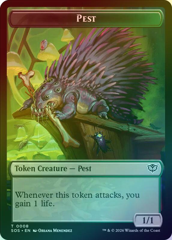 Emblem - Professor Dellian Fel // Pest (008) Token (Foil) (TSOS)