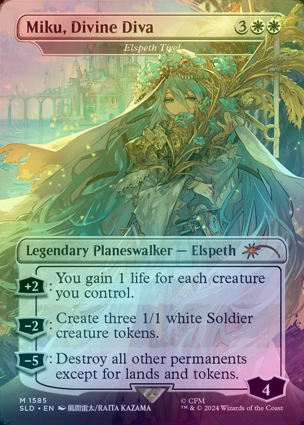 Miku, Divine Diva // Elspeth Tirel - Hatsune Miku: Electric Entourage (Rainbow Foil) (SLD)