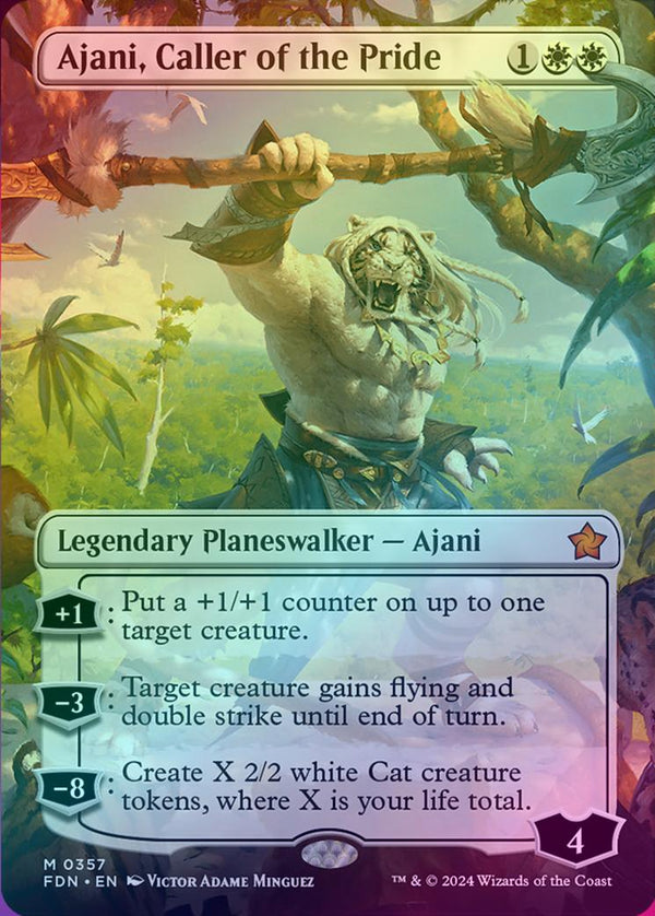 Ajani, Caller of the Pride - Borderless (Foil) (FDN)