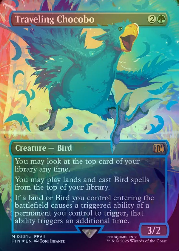 Traveling Chocobo - Borderless - Neon Ink Blue (Foil) (FIN)