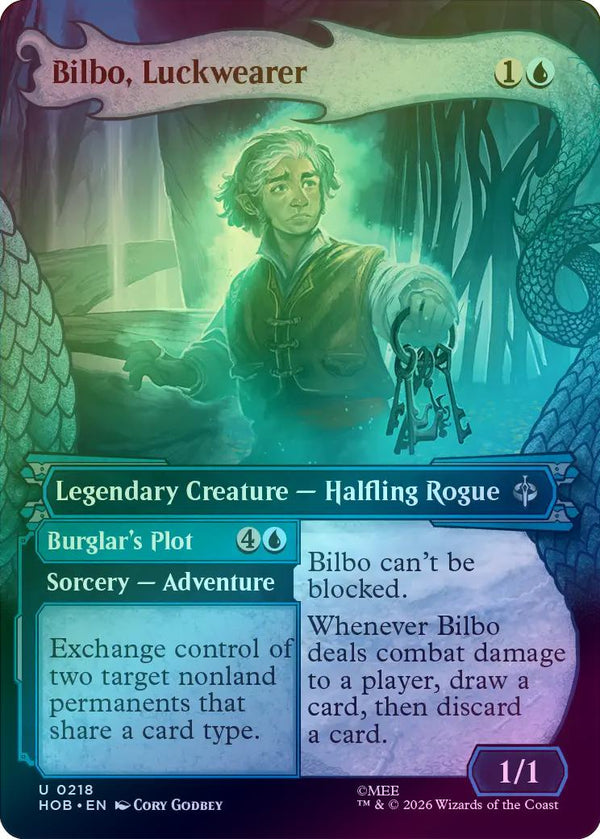 Bilbo, Luckwearer // Burglar's Plot - Dragon Hoard Frame (Foil) (HOB) (Pre-Order)