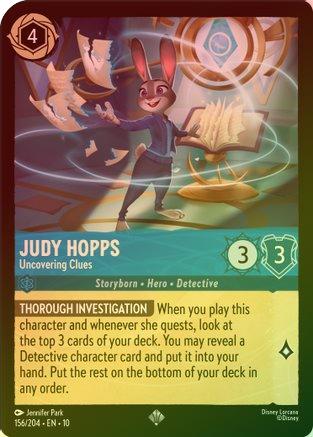 Judy Hopps (Uncovering Clues) - 156/204 - Super Rare (Whispers in the Well Starter Deck Rainbow Foil)