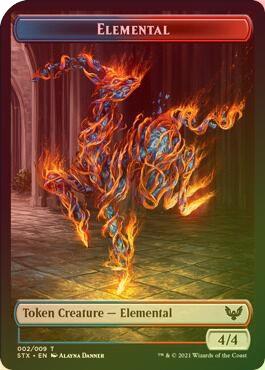 Elemental (002) // Emblem - Rowan, Scholar of Sparks (009) Token (Foil) (TSTX)