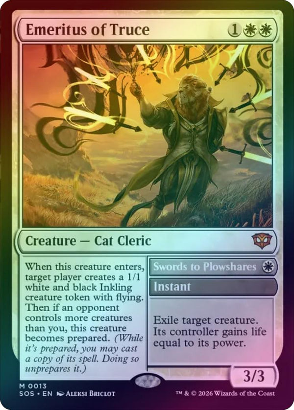 Emeritus of Truce // Swords to Plowshares (Foil) (SOS)
