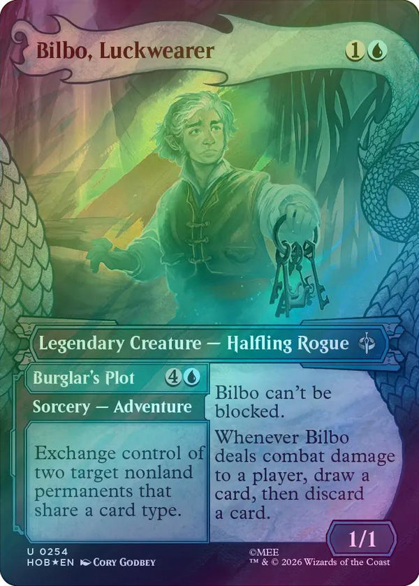 Bilbo, Luckwearer // Burglar's Plot - Dragon Hoard Frame (Surge Foil) (HOB) (Pre-Order)