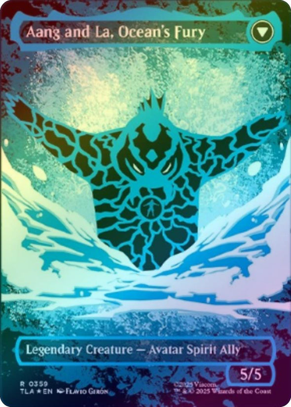 Aang, Swift Savior // Aang and La, Ocean's Fury - Borderless Battle Pose (Neon Ink) (Foil) (TLA)