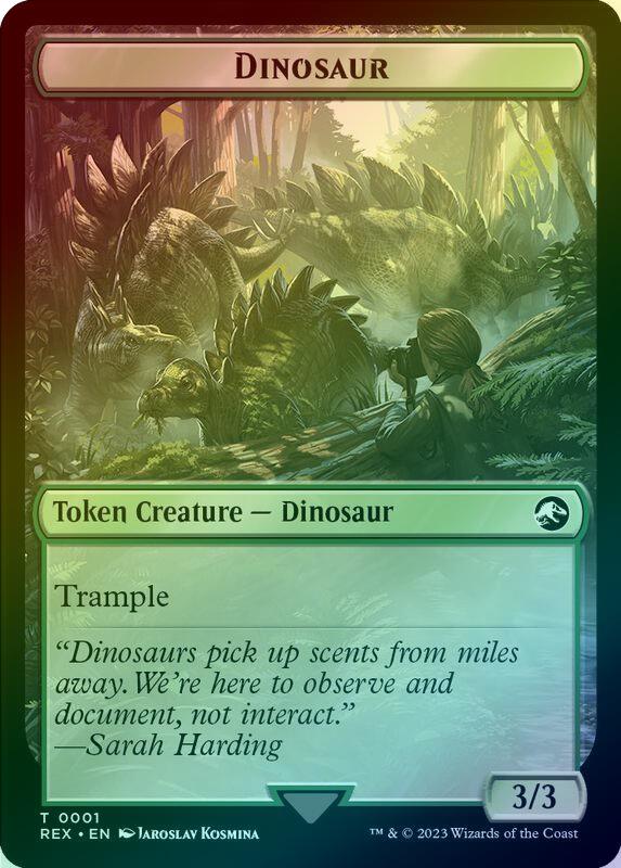 Treasure (002) // Dinosaur (001) Token (Foil) (TREX)