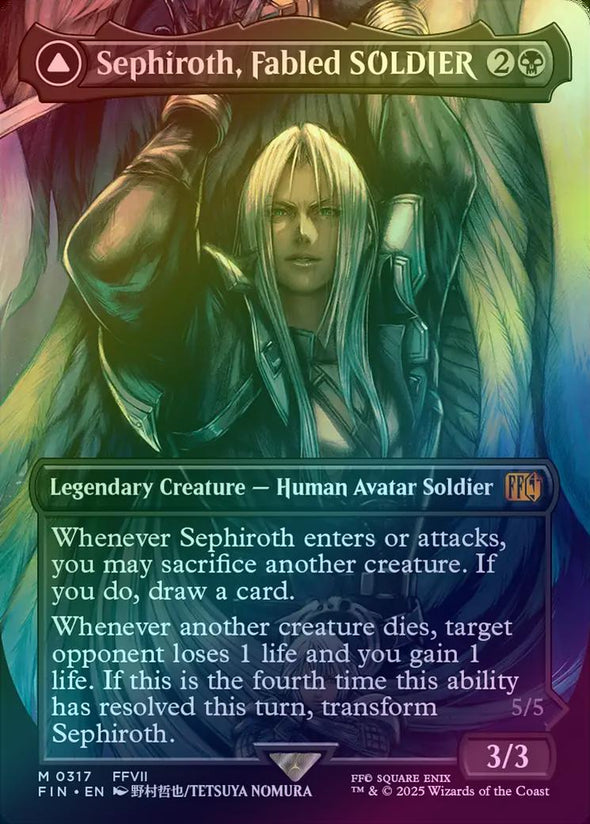 Sephiroth, Fabled SOLDIER // Sephiroth, One-Winged Angel - Borderless Artist Card (Foil) (FIN)