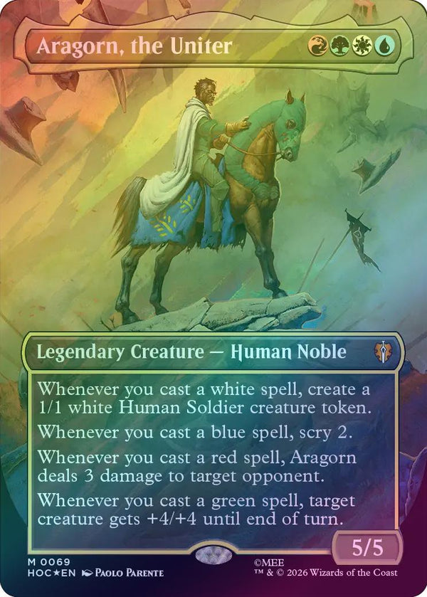 Aragorn, the Uniter - Borderless (Surge Foil) (HOC) (Pre-Order)