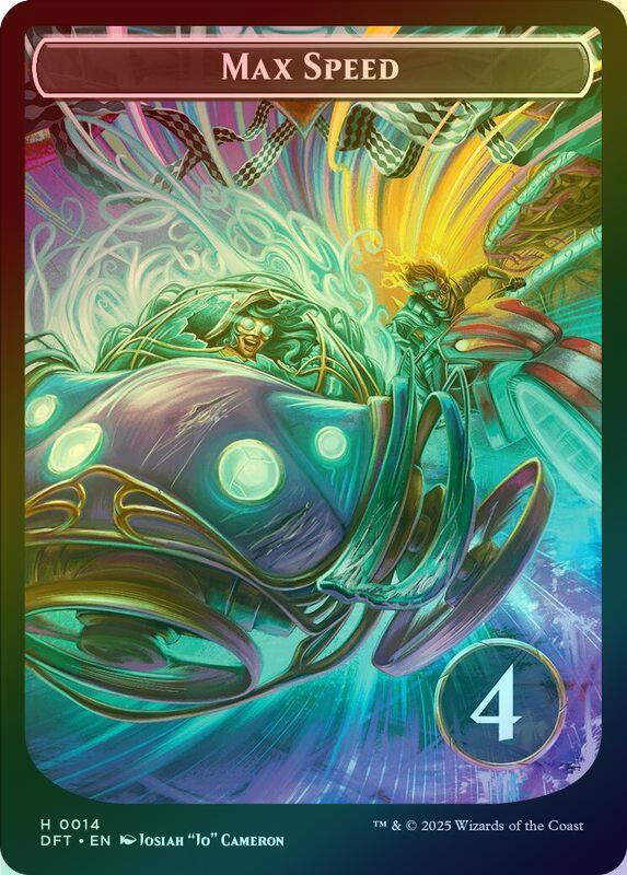 Start Your Engines! // Max Speed Token (Foil) (TDFT)