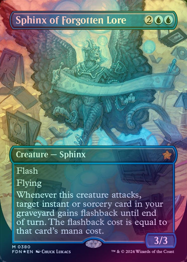 Sphinx of Forgotten Lore - Borderless (Mana Foil) (FDN)