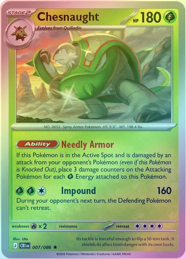 Chesnaught - 007/086 - Rare - Reverse Holo