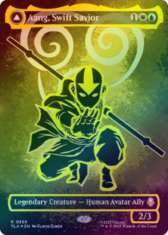 Aang, Swift Savior // Aang and La, Ocean's Fury - Borderless Battle Pose (Neon Ink) (Foil) (TLA)