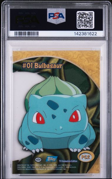 BULBASAUR (PC2) - TOPPS POKEMON TV ANIMATION CLEAR CARDS - TV ANIMATION CLEAR CARDS - MINT 9