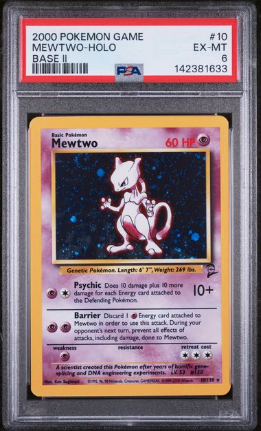 MEWTWO (10) - POKEMON GAME BASE II - BASE II - HOLO - EX-MT 6