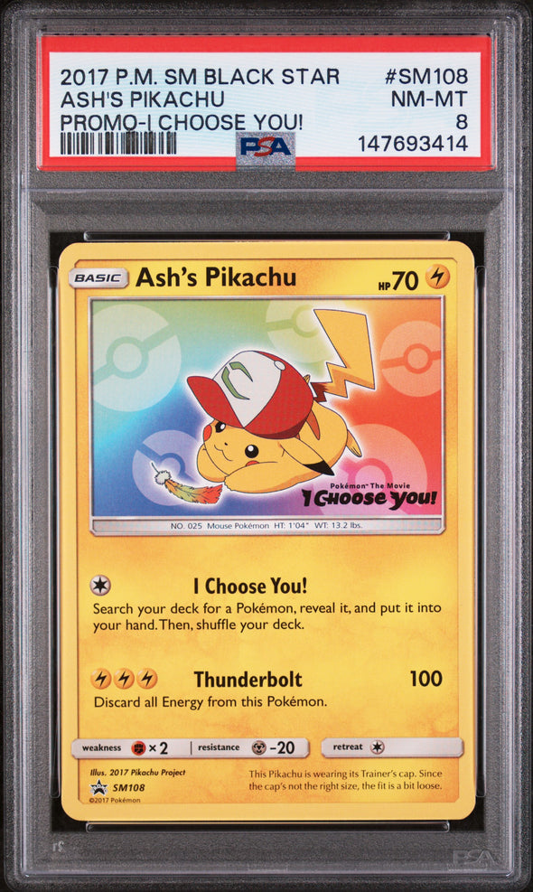 ASH'S PIKACHU (SM108) - POKEMON SM BLACK STAR PROMO - PROMO-I CHOOSE YOU! - NM-MT 8