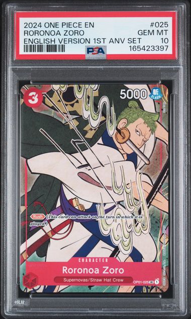 RORONOA ZORO (OP01-025) - 2024 ONE PIECE ENGLISH VERSION 1ST ANNIVERSARY SET - PROMO - GEM MT 10