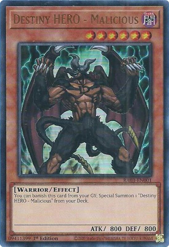 Destiny HERO - Malicious (UR) - RA03-EN001 - Ultra Rare - 1st Edition