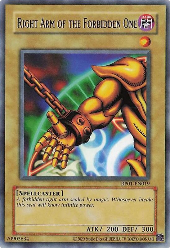 Right Arm of the Forbidden One (2020 Date Reprint) - RP01-EN019 - Rare