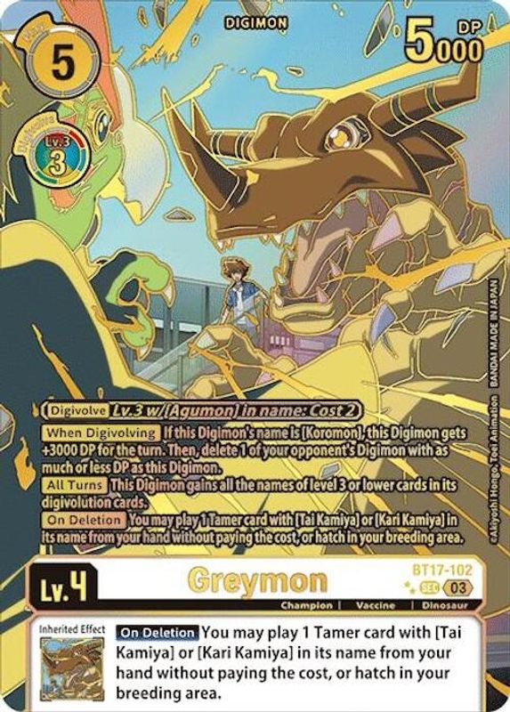 Greymon (Right) (Textured) (B) - BT17-102 - Secret Rare