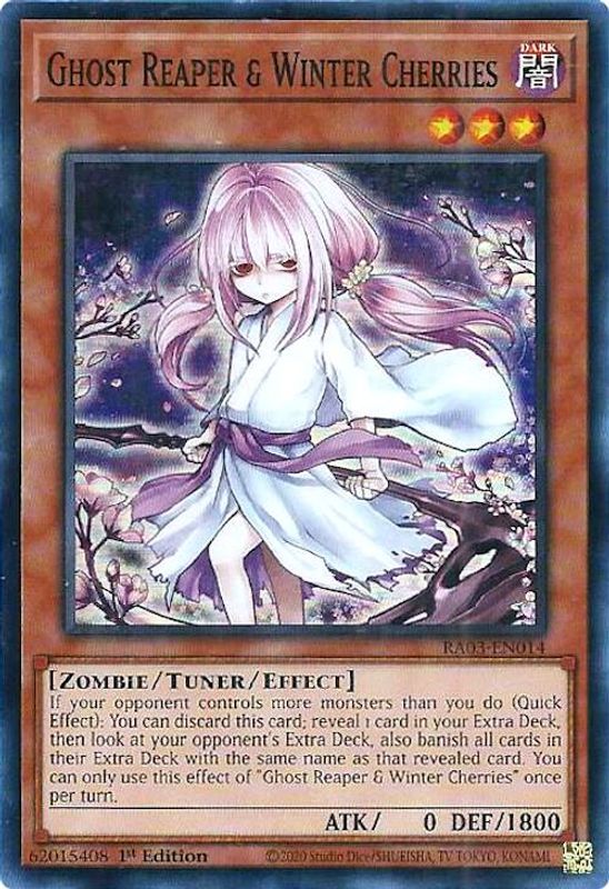 Ghost Reaper & Winter Cherries (Alternate Art) - RA03-EN014 - Super Rare - 1st Edition
