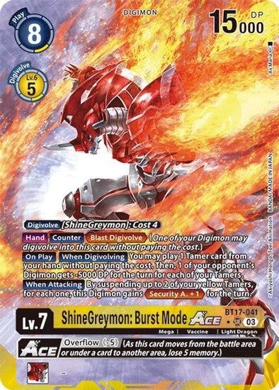 ShineGreymon: Burst Mode ACE (Alternate Art) - BT17-041 - Super Rare