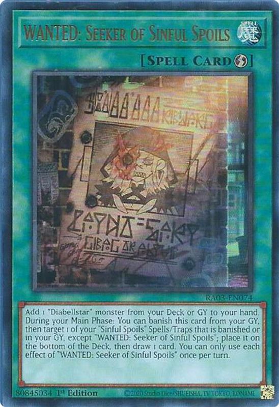 WANTED: Seeker of Sinful Spoils (UR) - RA03-EN074 - Ultra Rare - 1st Edition