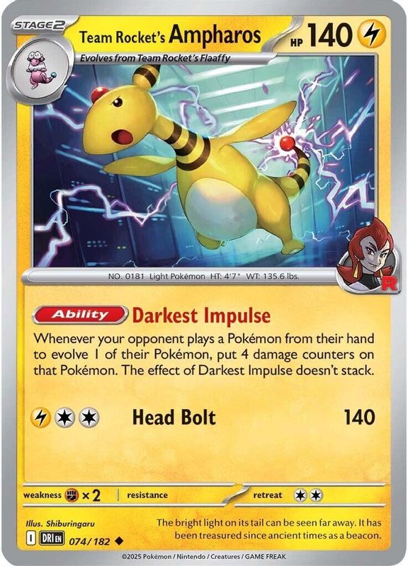 Team Rocket's Ampharos - 074/182 - Uncommon