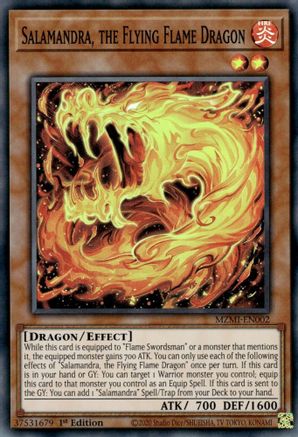 Salamandra, the Flying Flame Dragon - MZMI-EN002 - Super Rare - 1st Edition