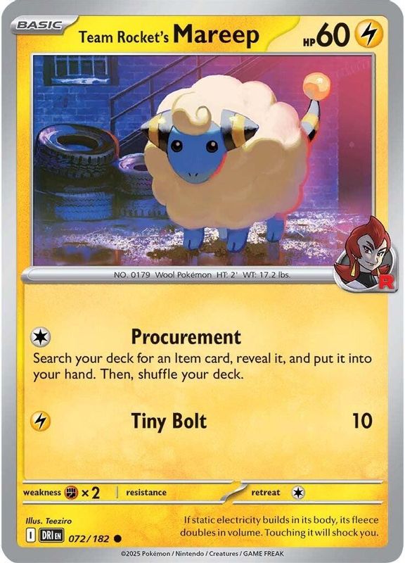 Team Rocket's Mareep - 072/182 - Common