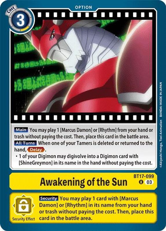 Awakening of the Sun (Block 3) - BT17-099 - Uncommon