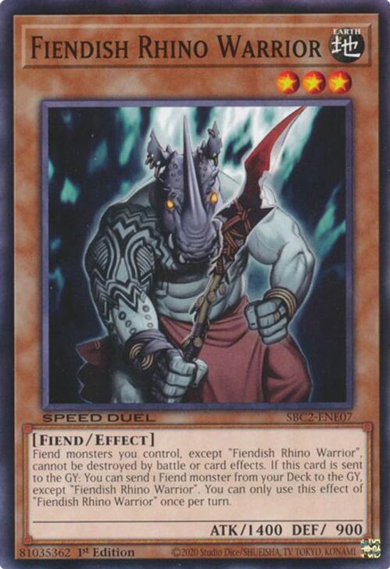 Fiendish Rhino Warrior - SBC2-ENE07 - Common - 1st Edition
