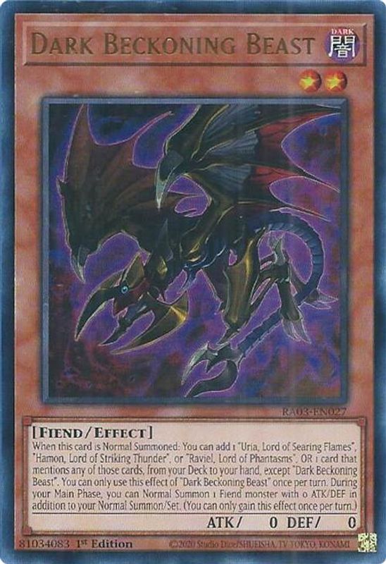 Dark Beckoning Beast (UR) - RA03-EN027 - Ultra Rare - 1st Edition