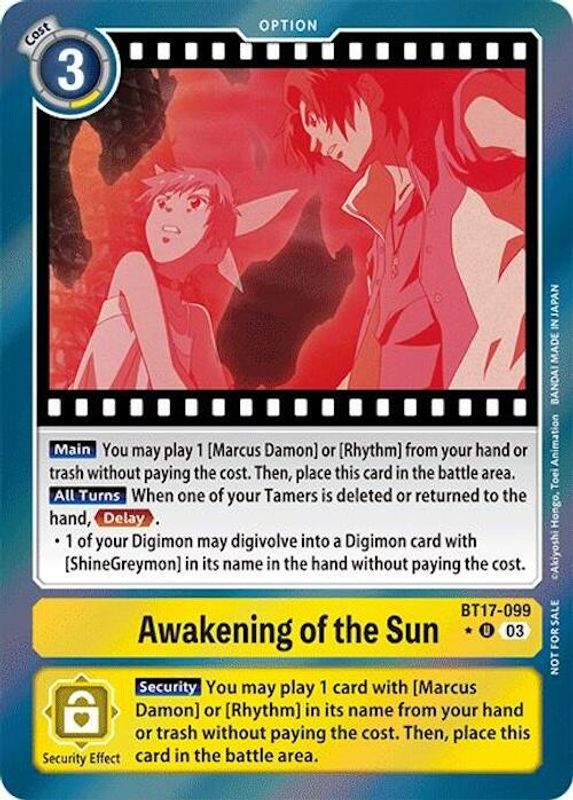Awakening of the Sun (Secret Crisis: Movie Memorial Pack) - BT17-099 - Uncommon