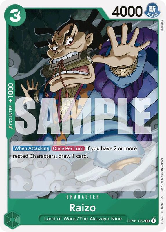 Raizo (Reprint) - OP01-052 - Uncommon  (No Pencil Mark)
