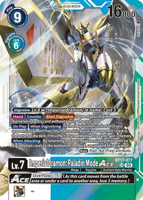 Imperialdramon: Paladin Mode ACE (Block 3) - BT17-077 - Super Rare