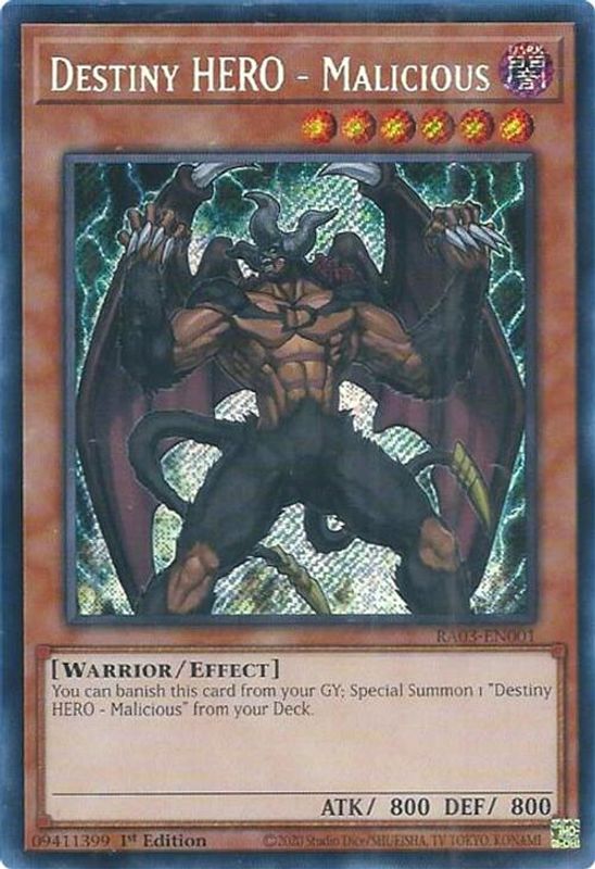 Destiny HERO - Malicious (Secret Rare) - RA03-EN001 - Secret Rare - 1st Edition