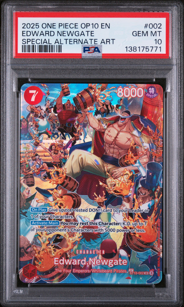 EDWARD NEWGATE (002) - ONE PIECE OP10-ROYAL BLOOD - SPECIAL ALTERNATE ART - GEM MT 10