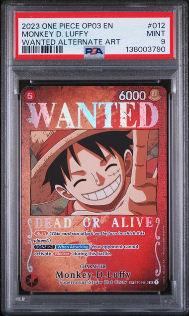 Monkey.D.Luffy (OP03 Wanted Alternate Art) - ST01-012 - Super Rare - PSA MINT 9