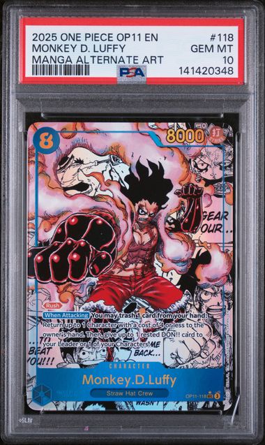MONKEY D. LUFFY (118) - ONE PIECE OP11-A FIST OF DIVINE SPEED - MANGA ALTERNATE ART - GEM MT 10