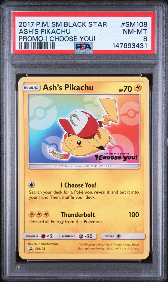 ASH'S PIKACHU (SM108) - POKEMON SM BLACK STAR PROMO - PROMO-I CHOOSE YOU! - NM-MT 8