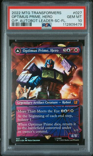 Optimus Prime, Hero // Optimus Prime, Autobot Leader - Transformers - Shattered Glass Foil - PSA Graded 10 112809479
