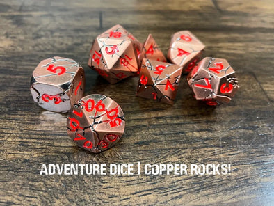 Adventure Dice - 7 Piece Set - Metal - Copper ROCKS!