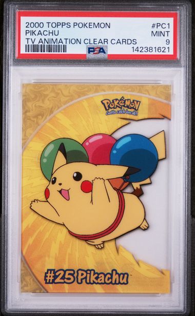PIKACHU (PC1) - TOPPS POKEMON TV ANIMATION CLEAR CARDS - TV ANIMATION CLEAR CARDS - MINT 9