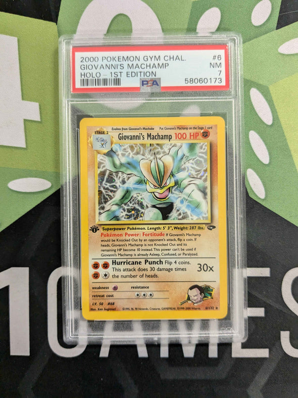 Giovanni's Machamp- Gym Chal. - Holo 1st Edition- PSA Graded 7 NM