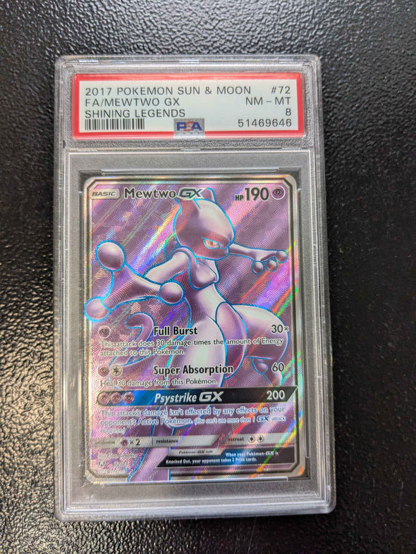 Mewtwo GX - Shining Legends - Full Art - PSA NM-MT 8