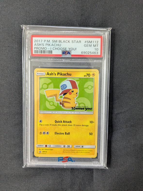 Ash's Pikachu SM 112 - I Choose You! - Promo - PSA Graded 10 GEM MT