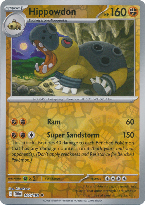 Hippowdon - 106/182 - Uncommon - Reverse Holo